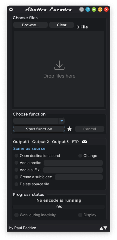 Shutter Encoder main interface showing file list and encoding options
